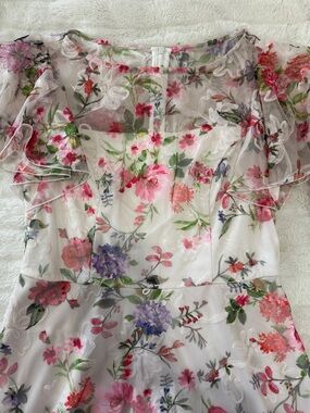 Floral Flutter-Sleeve Midi Dress